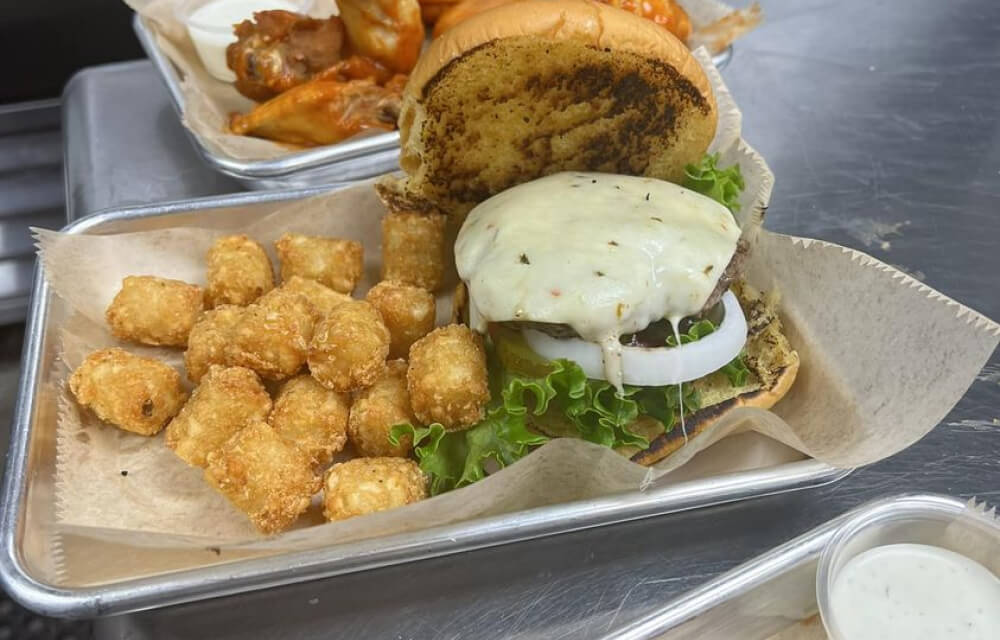 burger and tots